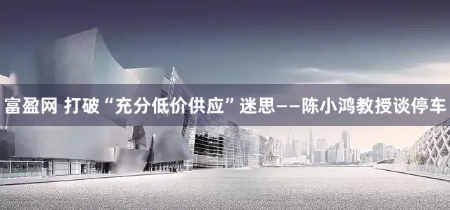 富盈网 打破“充分低价供应”迷思——陈小鸿教授谈停车